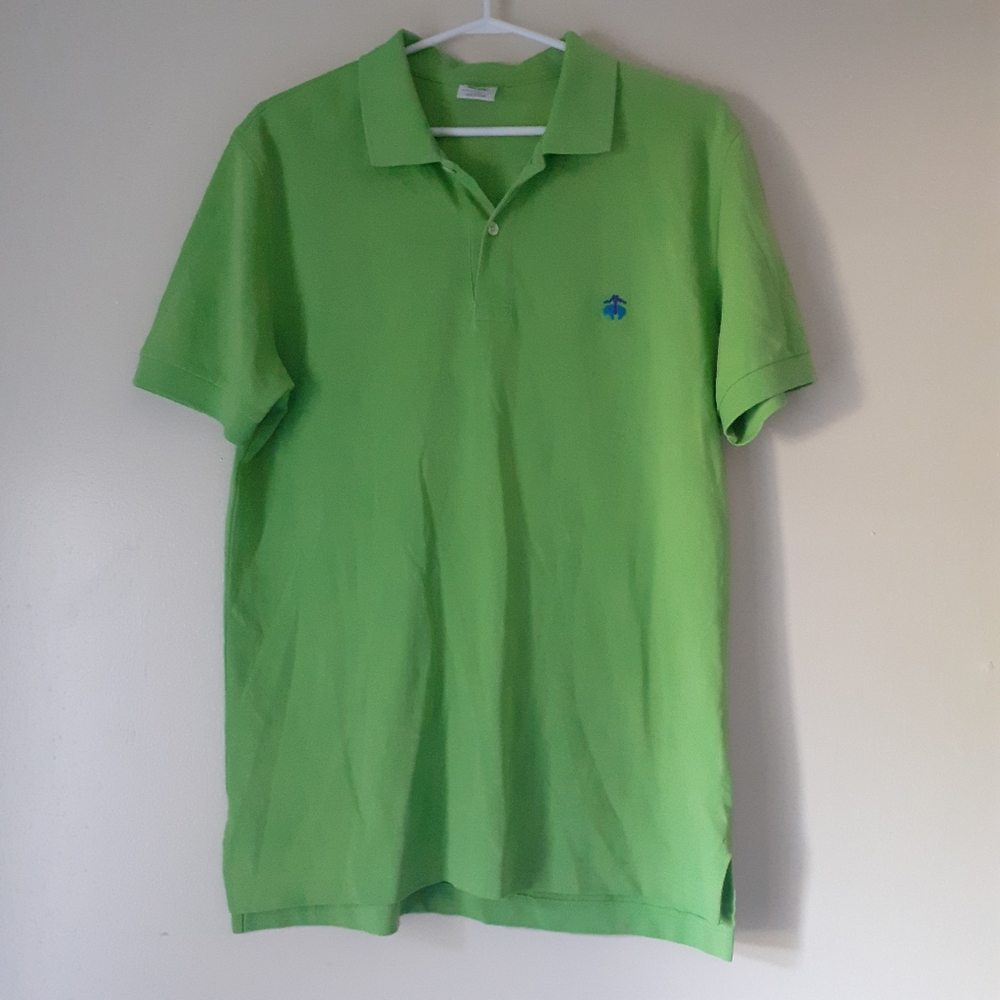 BROOKS BROTHER Iconic Logo Performance Series Pique Polo Shirt Green MEDIUM Slim
